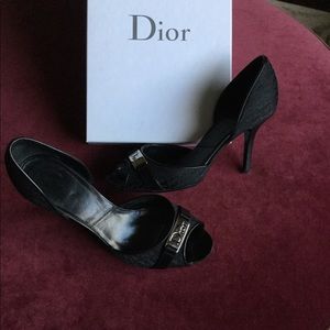 Black Dior open toe shoes
